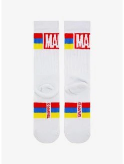 Marvel Primary Color Striped Crew Socks - BoxLunch Exclusive -BoxLunch Shop 12100094 av2