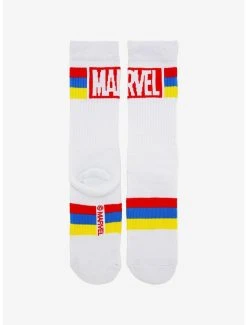 Marvel Primary Color Striped Crew Socks - BoxLunch Exclusive