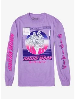 Sailor Moon Group Katakana Vaporwave Long Sleeve T-Shirt - BoxLunch Exclusive