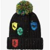 Harry Potter Hogwarts House Badges Youth Pom Cuff Beanie - BoxLunch Exclusive -BoxLunch Shop 15912473 hi