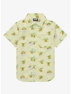 Star Wars The Mandalorian The Child Allover Print Toddler Woven Button-Up - BoxLunch Exclusive