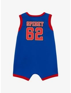 Marvel Spider-Man Spidey Infant Basketball Jersey Romper - BoxLunch Exclusive -BoxLunch Shop 17358144 av1