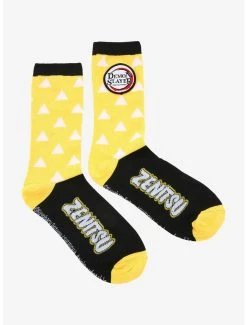 Demon Slayer: Kimetsu No Yaiba Zenitsu Patterned Socks - BoxLunch Exclusive -BoxLunch Shop 17358211 av2