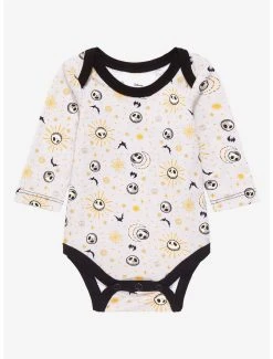 Disney The Nightmare Before Christmas Jack Skellington Allover Print Long Sleeve Infant One-Piece - BoxLunch Exclusive
