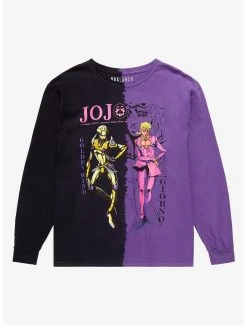 BoxLunch Shop 18 JoJo's Bizarre Adventure Golden Wind & Giorno Portraits Split-Dye Long Sleeve T-Shirt - BoxLunch Exclusive