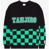 Demon Slayer: Kimetsu No Yaiba Tanjiro Checkered Panel Crewneck - BoxLunch Exclusive -BoxLunch Shop 18750009 hi