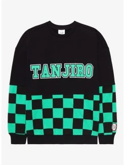 Demon Slayer: Kimetsu No Yaiba Tanjiro Checkered Panel Crewneck - BoxLunch Exclusive