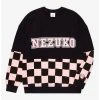 Demon Slayer: Kimetsu No Yaiba Nezuko Checkered Panel Crewneck - BoxLunch Exclusive -BoxLunch Shop 18750017 hi