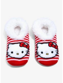 Sanrio Hello Kitty Striped Fleece Slipper Socks - BoxLunch Exclusive -BoxLunch Shop 18809345 av1