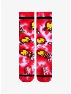 Marvel Iron Man Chibi Tie-Dye Crew Socks - BoxLunch Exclusive -BoxLunch Shop 18859118 av2