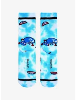 Marvel Captain America Chibi Cap Tie-Dye Crew Socks - BoxLunch Exclusive -BoxLunch Shop 18859120 av2