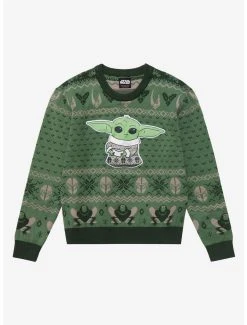 Our Universe Star Wars The Mandalorian Grogu Youth Holiday Sweater - BoxLunch Exclusive