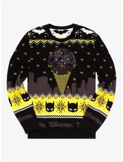 DC Comics Batman Bat Signal Sequin Holiday Sweater - BoxLunch Exclusive -BoxLunch Shop 19089454 av2