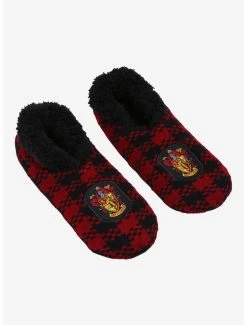 Harry Potter Gryffindor Crest Plaid Slipper Socks - BoxLunch Exclusive