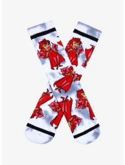 Marvel WandaVision Scarlet Witch Cartoon Allover Print Tie-Dye Crew Socks - BoxLunch Exclusive