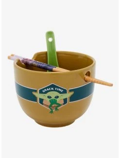 Boxlunch Star Wars The Mandalorian Grogu Snack Time Ramen Bowl With Chopsticks And Spoon