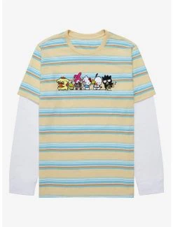 Sanrio Kawaii Mart Group Portrait Striped Layered Long Sleeve T-Shirt - BoxLunch Exclusive
