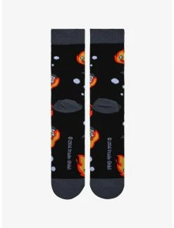 Studio Ghibli Howl's Moving Castle Calcifer Cooking Eggs & Bacon Crew Socks - BoxLunch Exclusive -BoxLunch Shop 19465661 av2