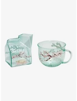 Studio Ghibli My Neighbor Totoro Sleepy Cherry Blossom Glass Mug & Carton Set - BoxLunch Exclusive